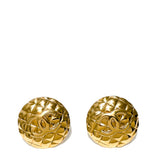Chanel Vintage Quilted CC Gold Earrings 90s