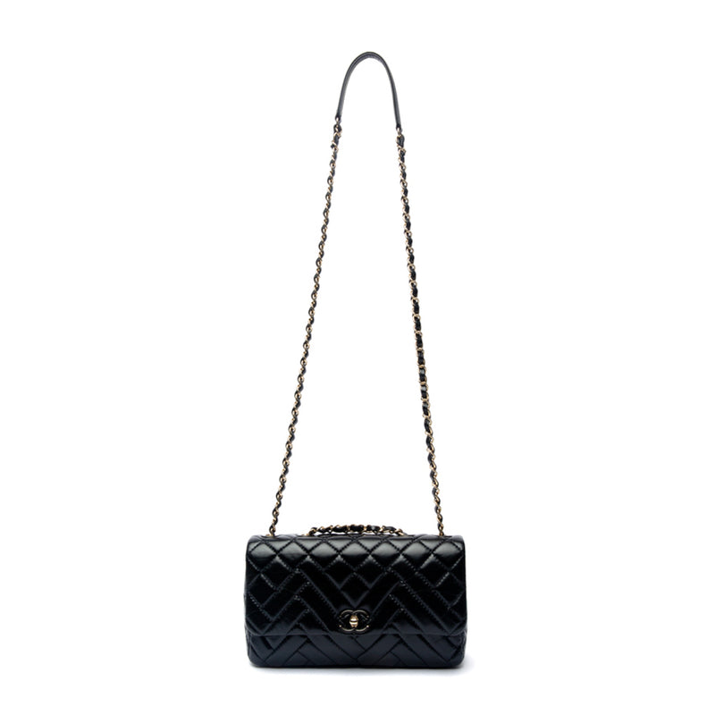 Chanel Quilted Medium Flap Bag Black Enamel