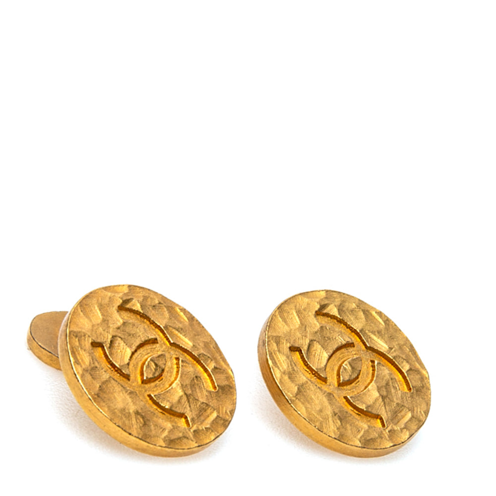 Chanel Gold CC Round Vintage Cufflinks