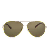 Metal Aviator Rockstud Temples Sunglasses Fluorescent Yellow.