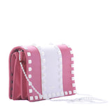Valentino Pink and White Rockstud Colorblock Shoulder