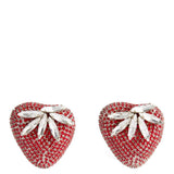 Alessandra Rich Red Crystal Strawberry Clip-On Earrings