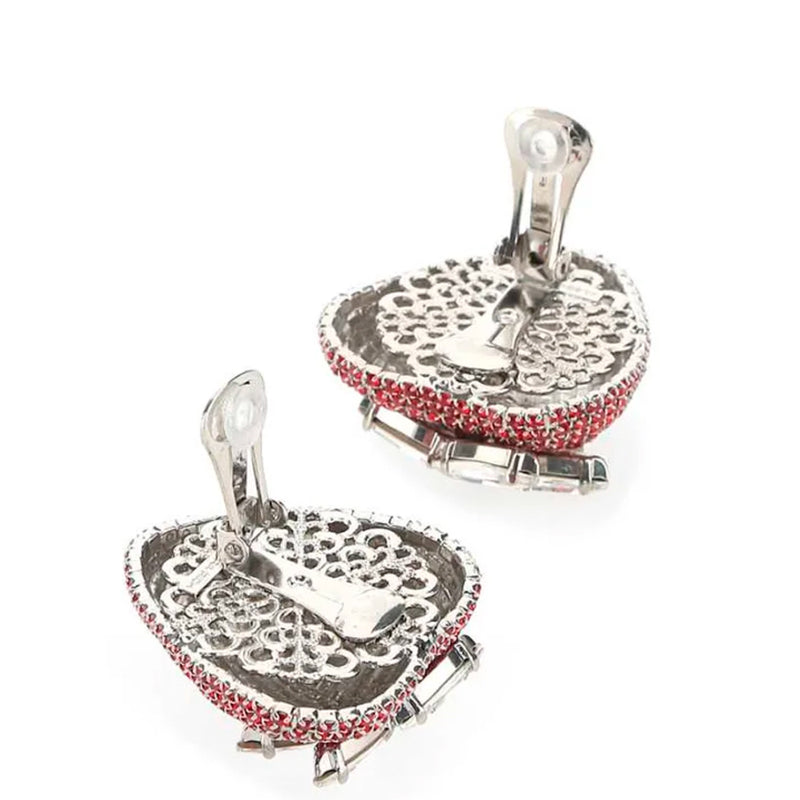 Alessandra Rich Red Crystal Strawberry Clip-On Earrings