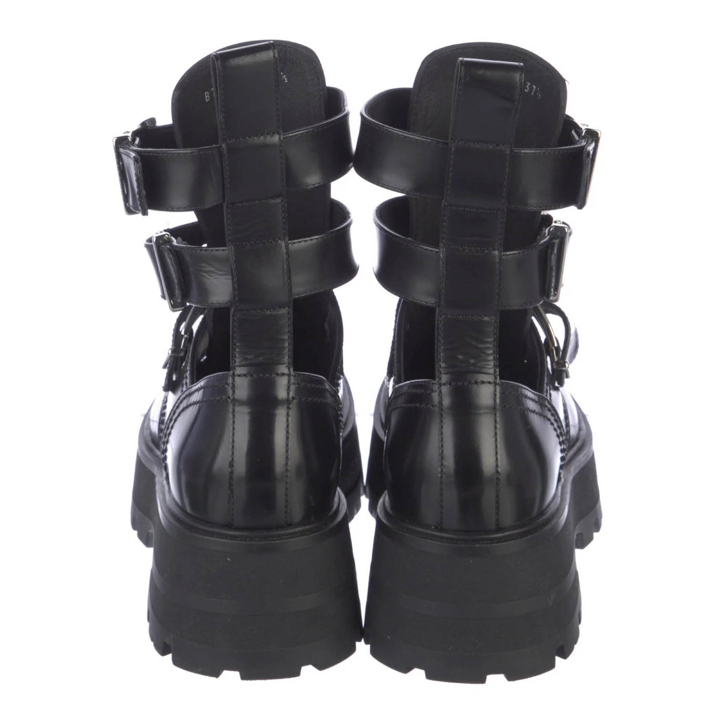 Alexander McQueen Black Leather Triple Buckle Boots size 44 Alexander McQueen Alexander McQueen Triple Monkstrap Boots  main image 3