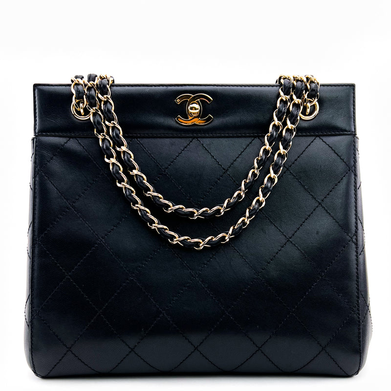 Chanel Vintage Quilted Cc Belt Bag Black Caviar