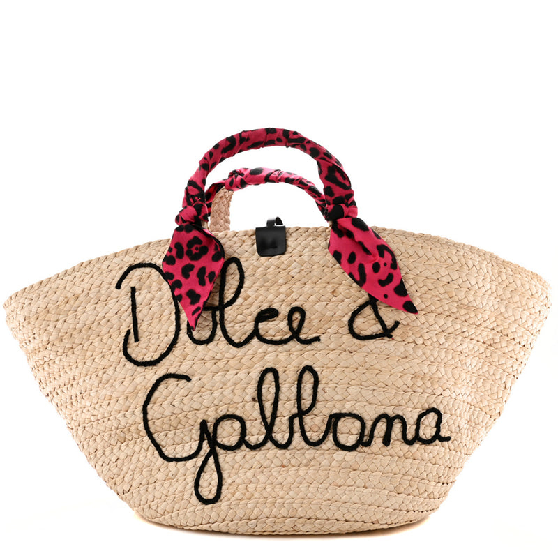 Dolce & Gabbana Natural Straw Kendra Scarf Tote Bag