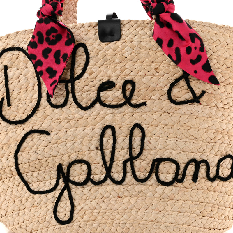 Dolce & Gabbana Natural Straw Kendra Scarf Tote Bag - Luxybit