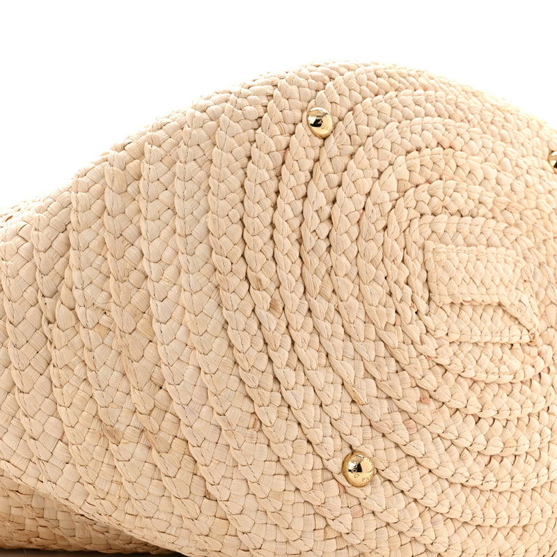 Dolce & Gabbana Natural Woven Straw Kendra Scarf Tote Bag