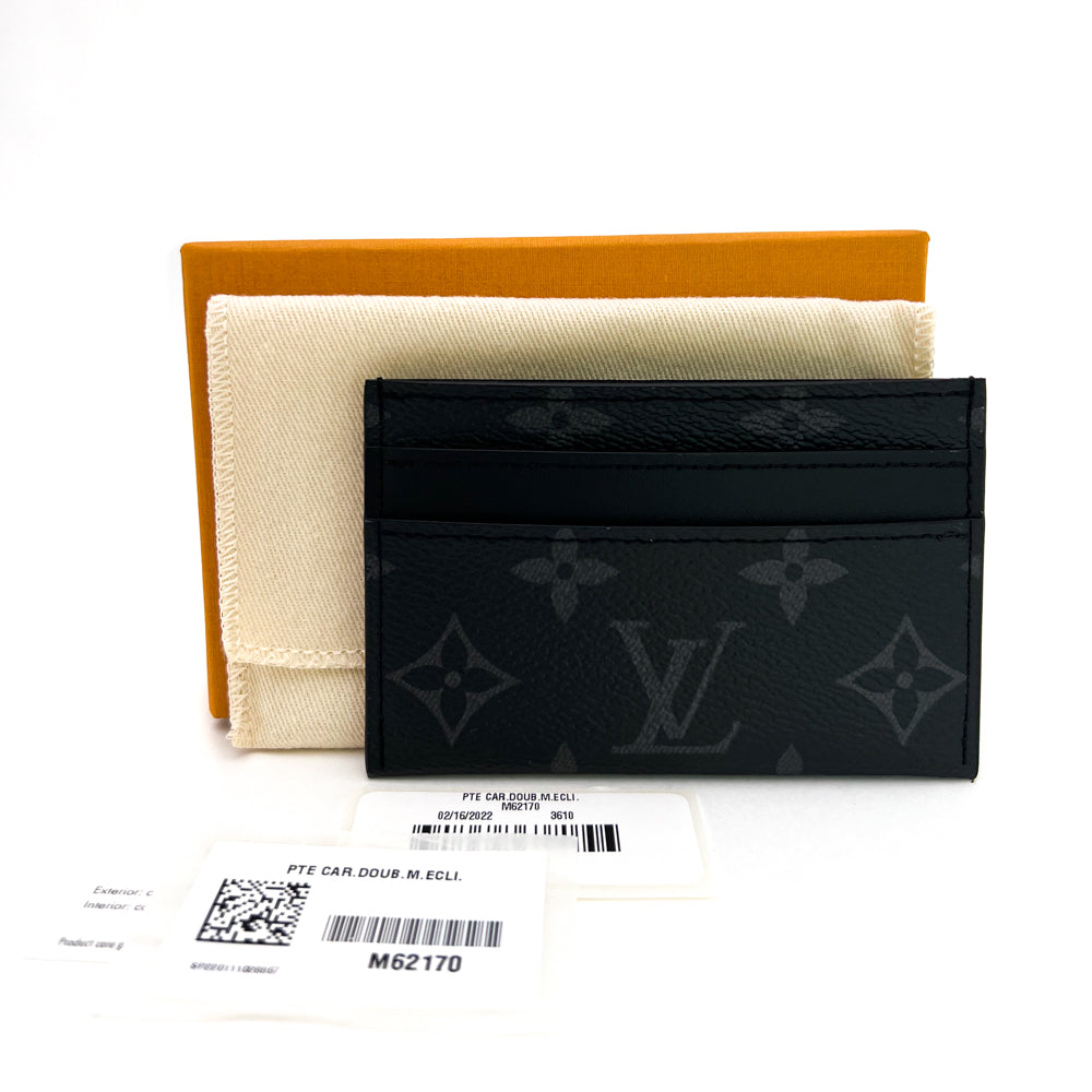 Louis Vuitton Double Card Holder Black Monogram Eclipse