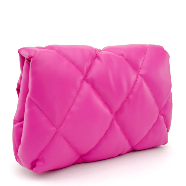 Balenciaga Pink Quilted Leather Touch Puffy Clutch Bag