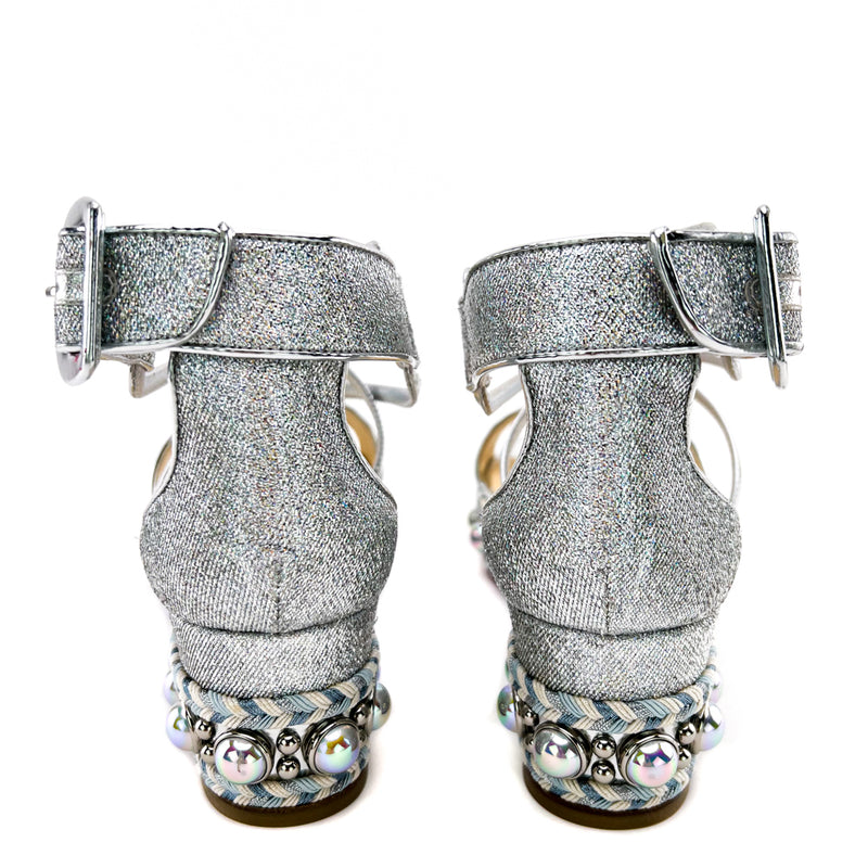 Christian Louboutin Studded Silver Platform Sandals