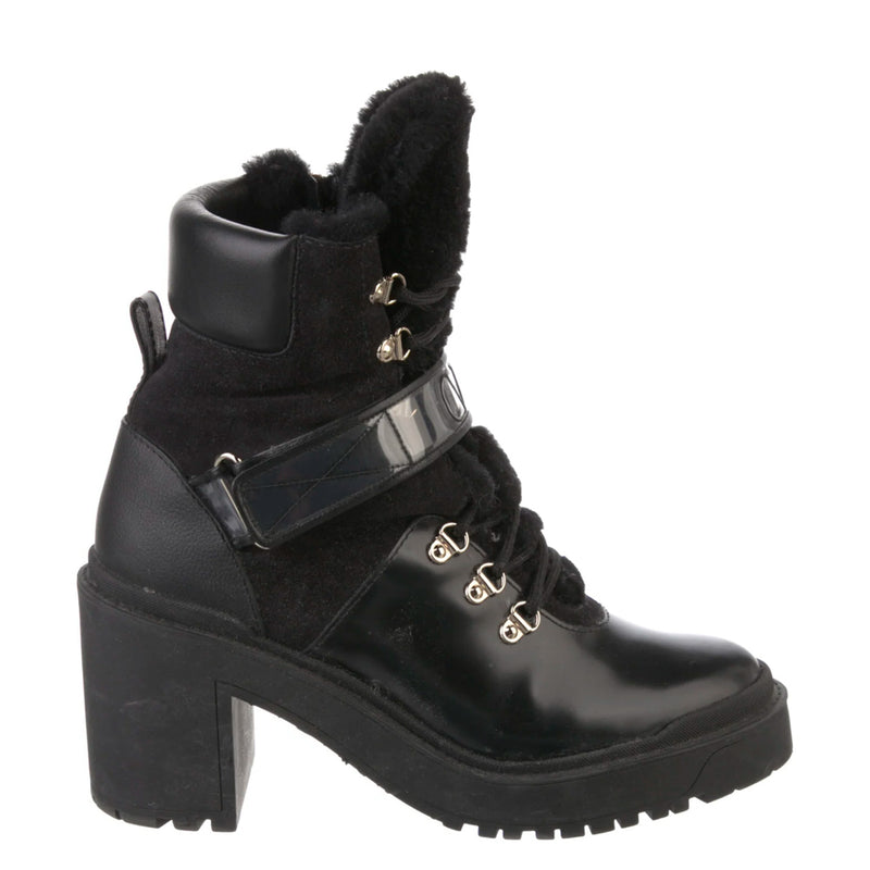 Black Valentino Garavani VLogo Shearling Heeled Boots