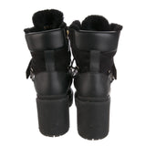 Valentino Black Calfskin Shearling VLOGO Combat Boots