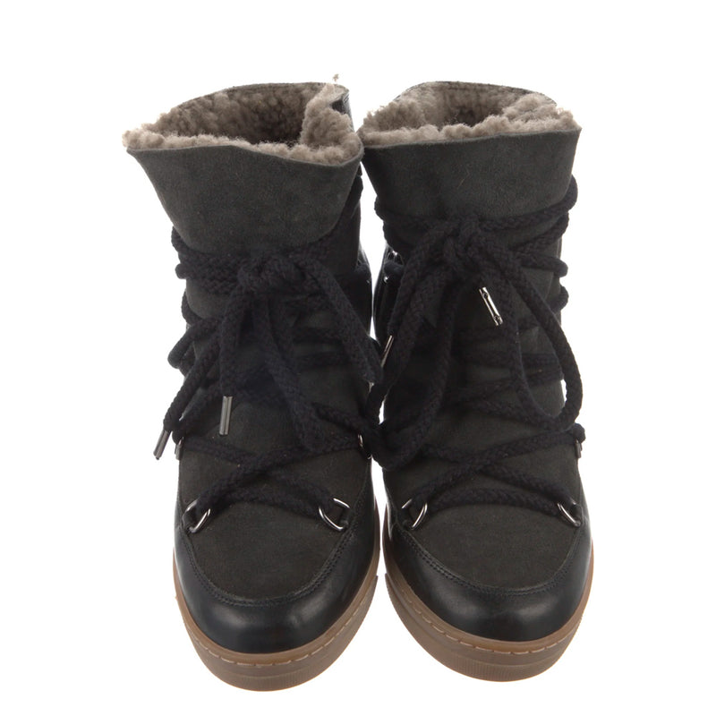 springvand Hviske fabrik Isabel Marant Black Shearling Nowles Boots 38