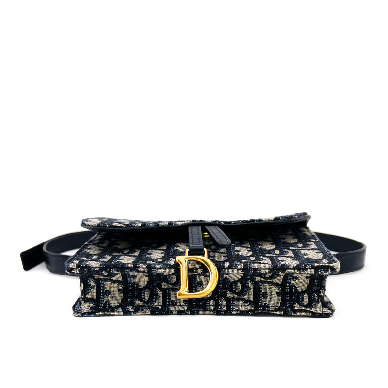 Christian Dior Oblique Saddle Belt Bag Blue