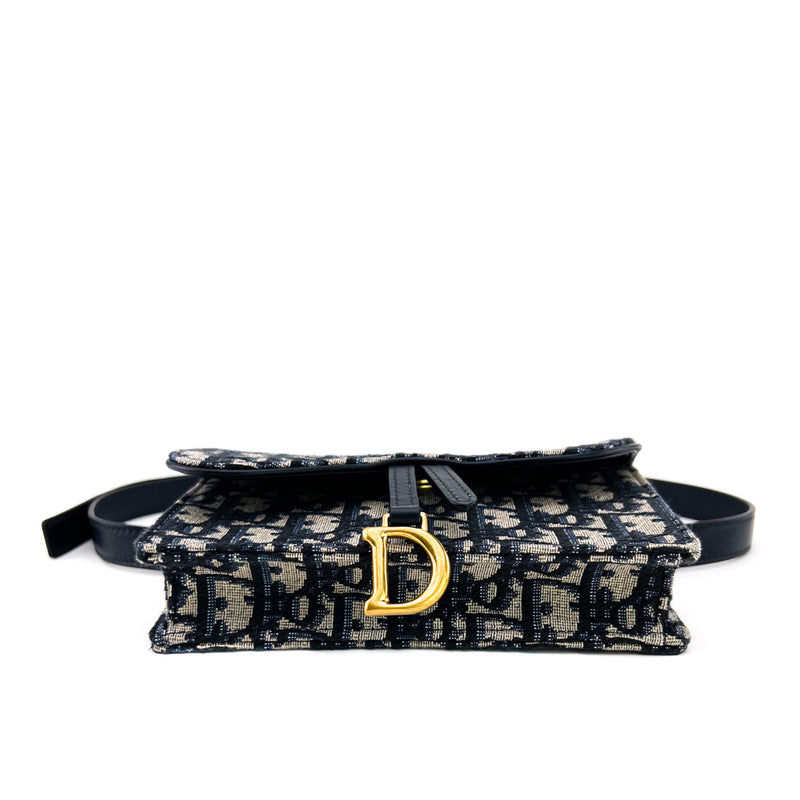 Christian Dior Blue Oblique Saddle Belt Pouch Bag