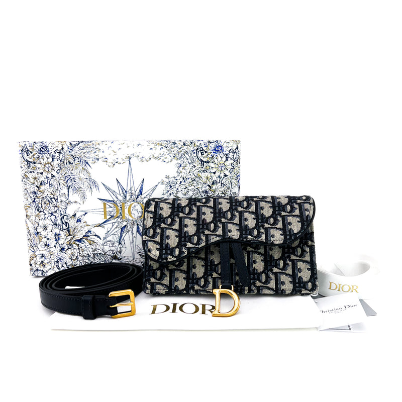 Christian Dior 2019 Oblique Saddle Belt Pouch - Blue Waist Bags, Handbags -  CHR355802