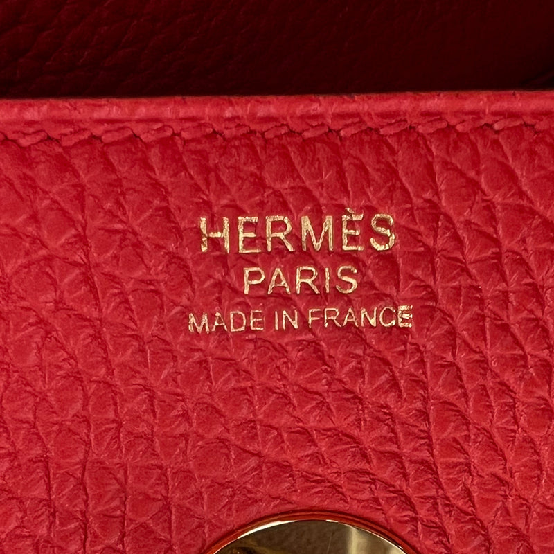 Hermes Lindy 30 Bag S5 Rouge Tomate And CC37 Gold Clemence GHW