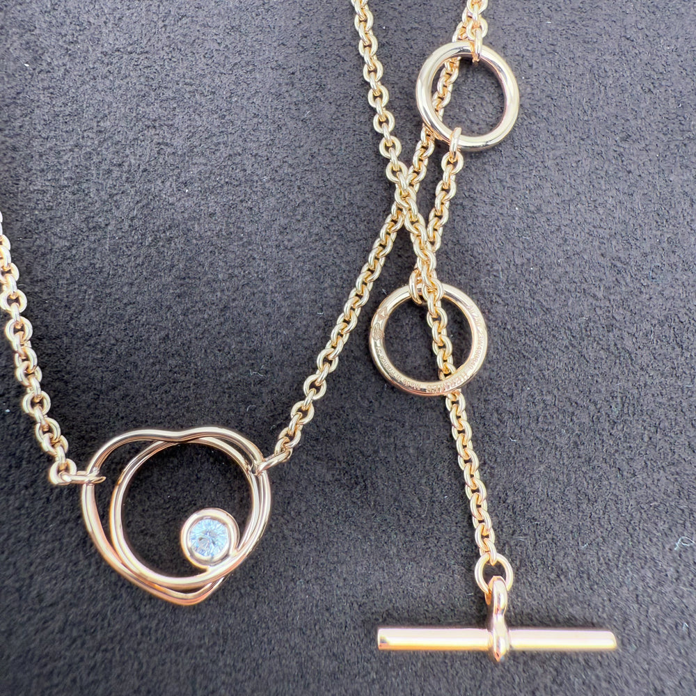 Hermes 18k Rose Gold and Diamond Vertige Coeur Pendant Necklace