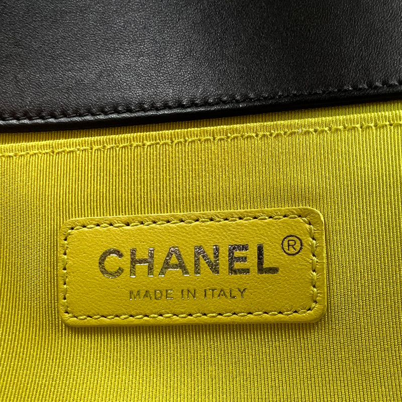 Chanel Black Tweed Chevron Medium Boy Flap Bag
