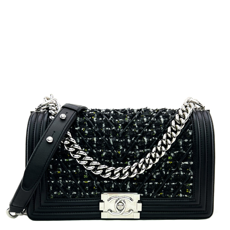 Chanel Mini Classic Rectangular Flap Black and White Tweed Gold Hardware