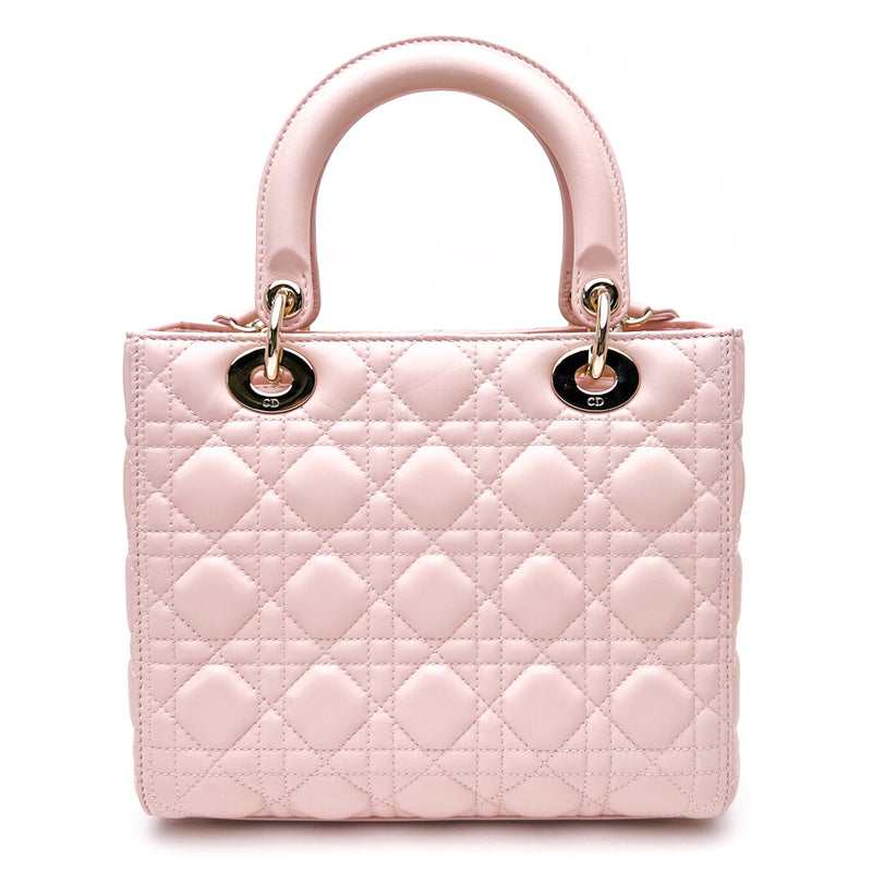 Christian Dior Lambskin Cannage Large Lady Dior Light Pink