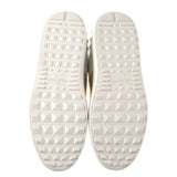 Valentino White Leather Platinum Gold Metallic Stripe Rockstud Open Sneakers