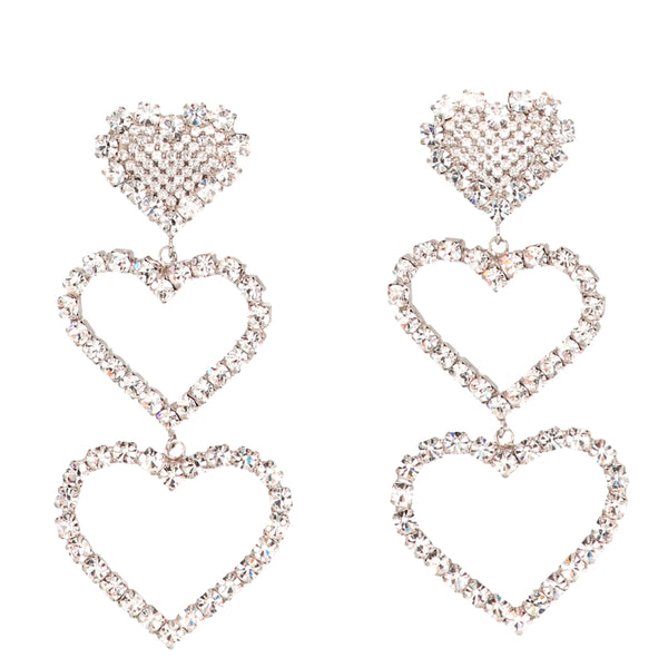 Alessandra Rich Crystal Heart Clip-On Earrings