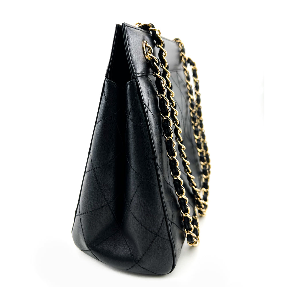 Chanel Black Lambskin Chain Me Tote Bag Chanel