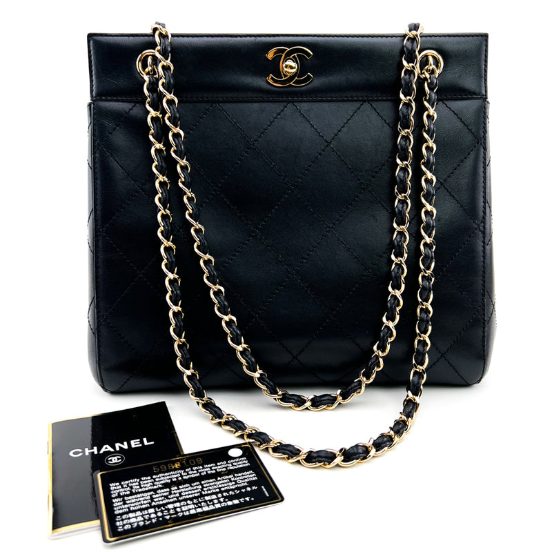 CHANEL-Matelasse-Lamb-Skin-Chain-Tote-Bag-Black-Gold-HDW – dct-ep_vintage  luxury Store