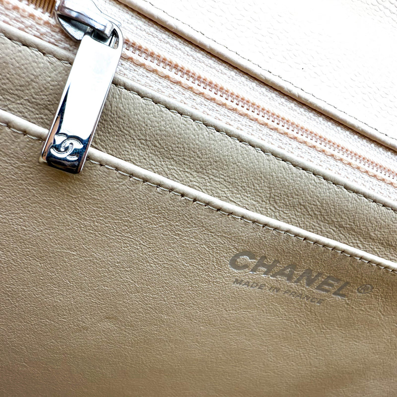 Chanel Beige Caviar Quilted Classic Jumbo Single Flap Bag
