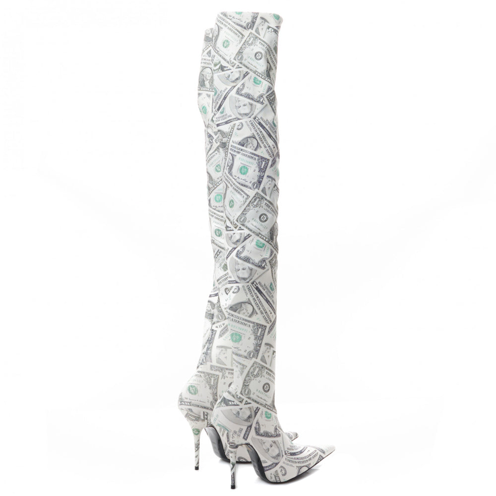 azalea wang chevelle stretch mesh rhinestone thigh high dress boots Azalea Wang Chevelle mesh sock embellished over the knee boots in black