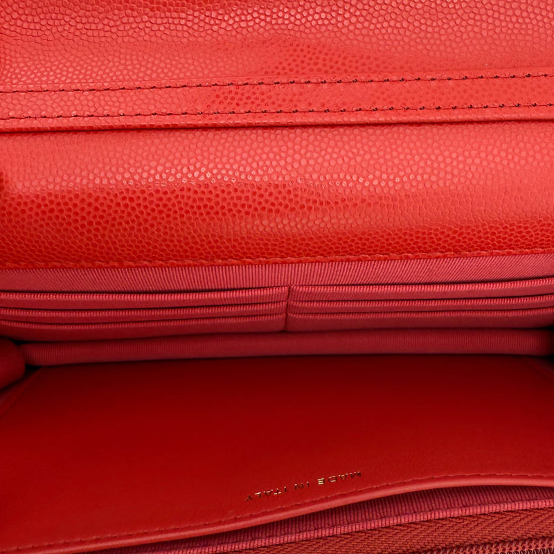 Chanel Red Caviar Quilted Twist Your Buttons Wallet On Chain WOC