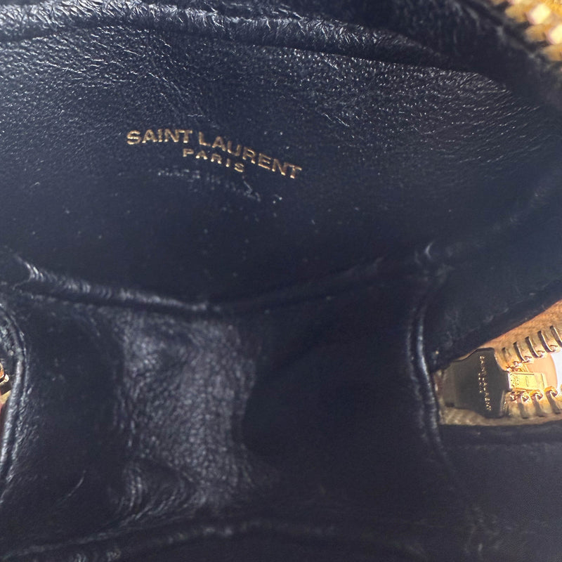Saint Laurent Gold Chevron Monogram Mini Love Heart Chain Bag