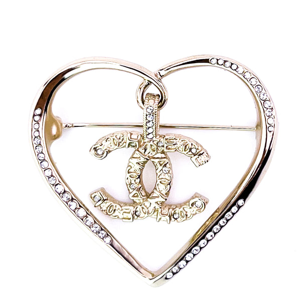 Chanel Heart CC Brooch