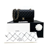 Chanel Black Quilted Caviar Leather Medium Classic Double Flap Bag - Luxybit