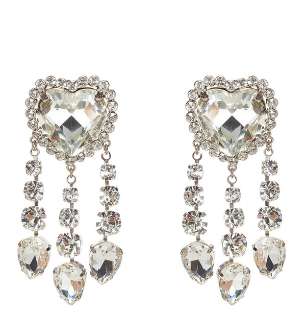 Alessandra Rich Crystal Heart Clip-On Earrings