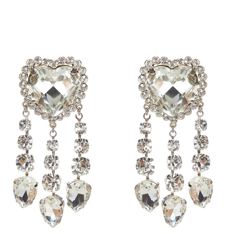 Alessandra Rich Crystal Heart Clip-On Earrings