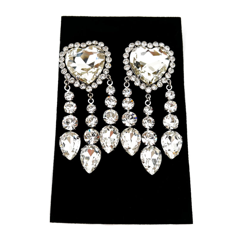 Alessandra Rich Crystal Heart Clip-On Earrings