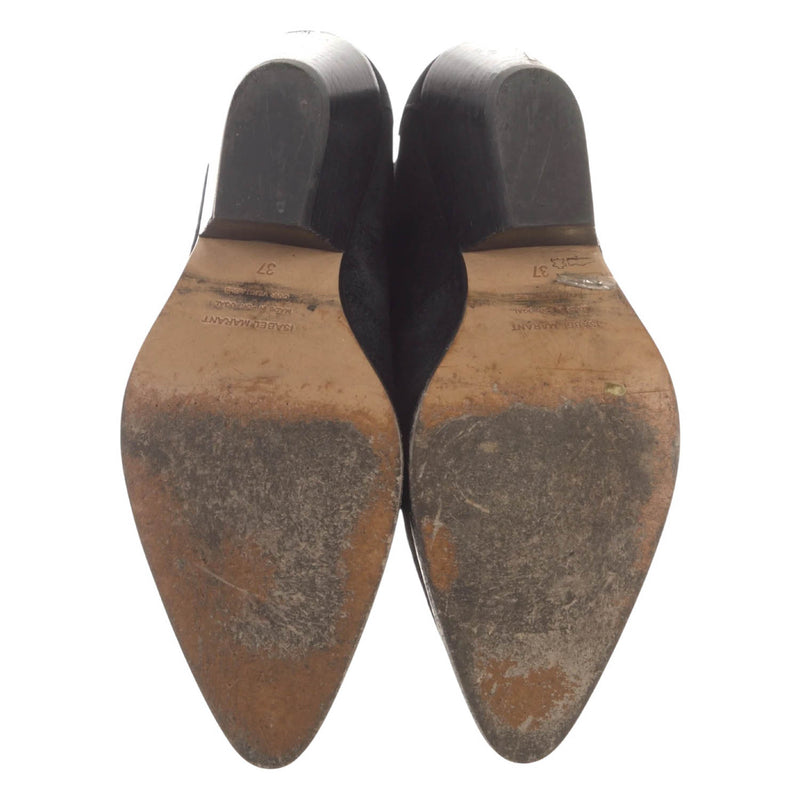 Isabel Marant Black Dewina Suede Calfskin Leather Cowboy Boots 37