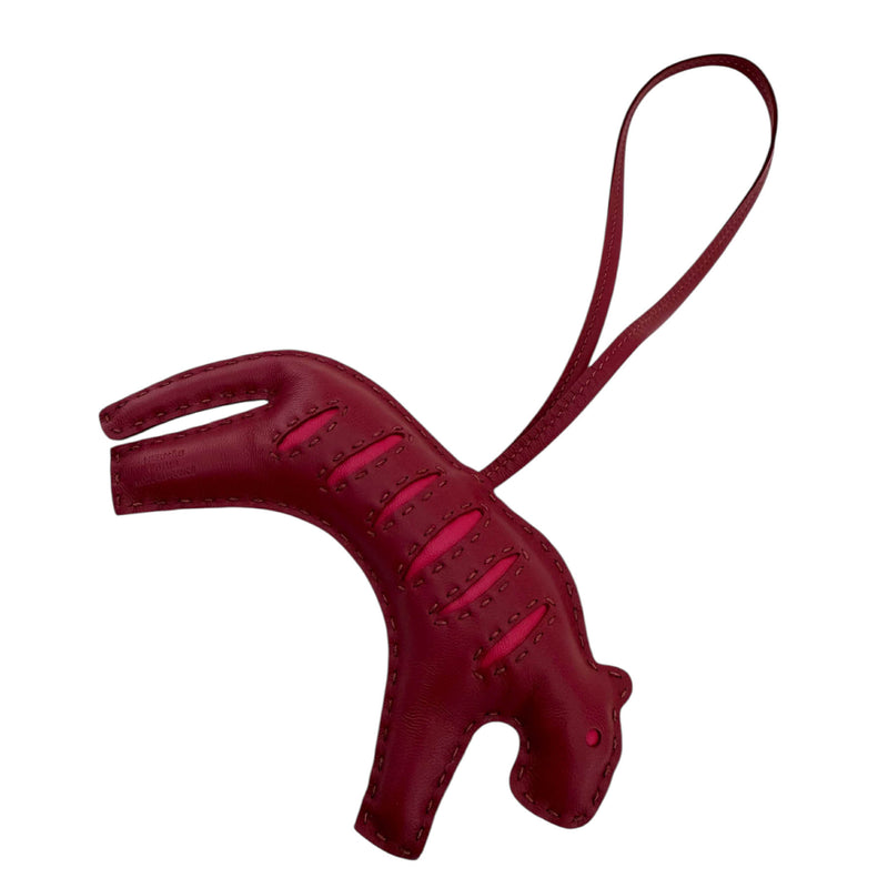 Hermes Lambskin Rooroo Tiger Bag Charm Ruby/Rose Mexico