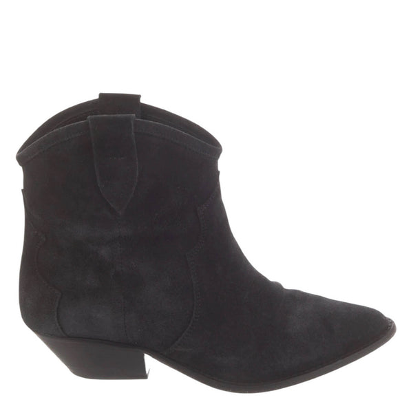 Isabel Marant Black Dewina Suede Calfskin Leather Cowboy Boots