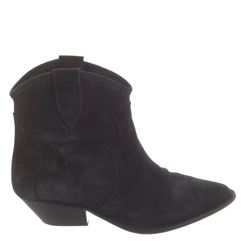 Isabel Marant Black Dewina Suede Calfskin Leather Cowboy Boots