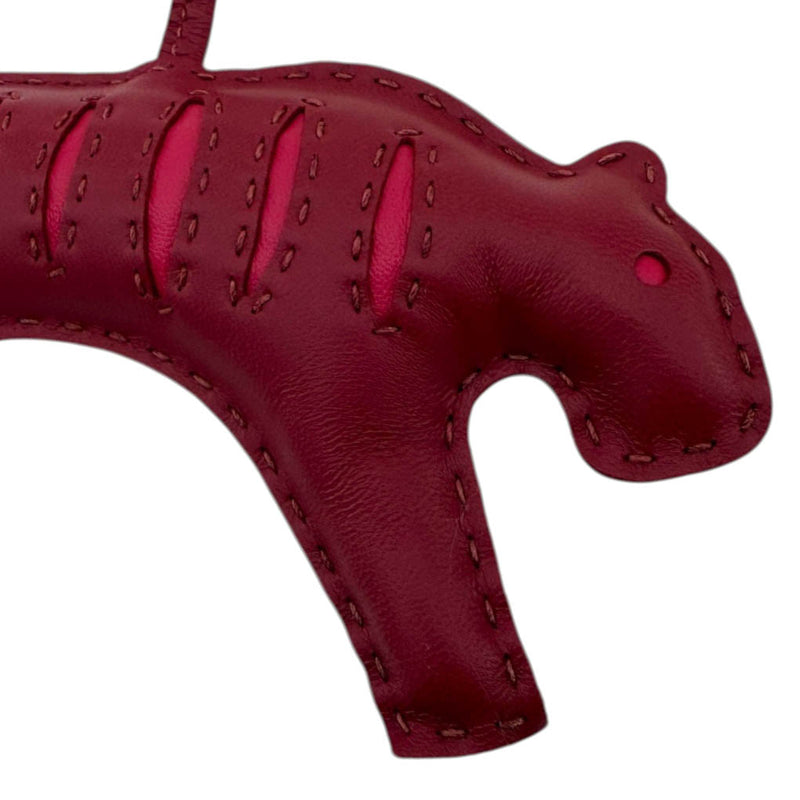 Hermes Lambskin Rooroo Tiger Bag Charm Ruby/Rose Mexico