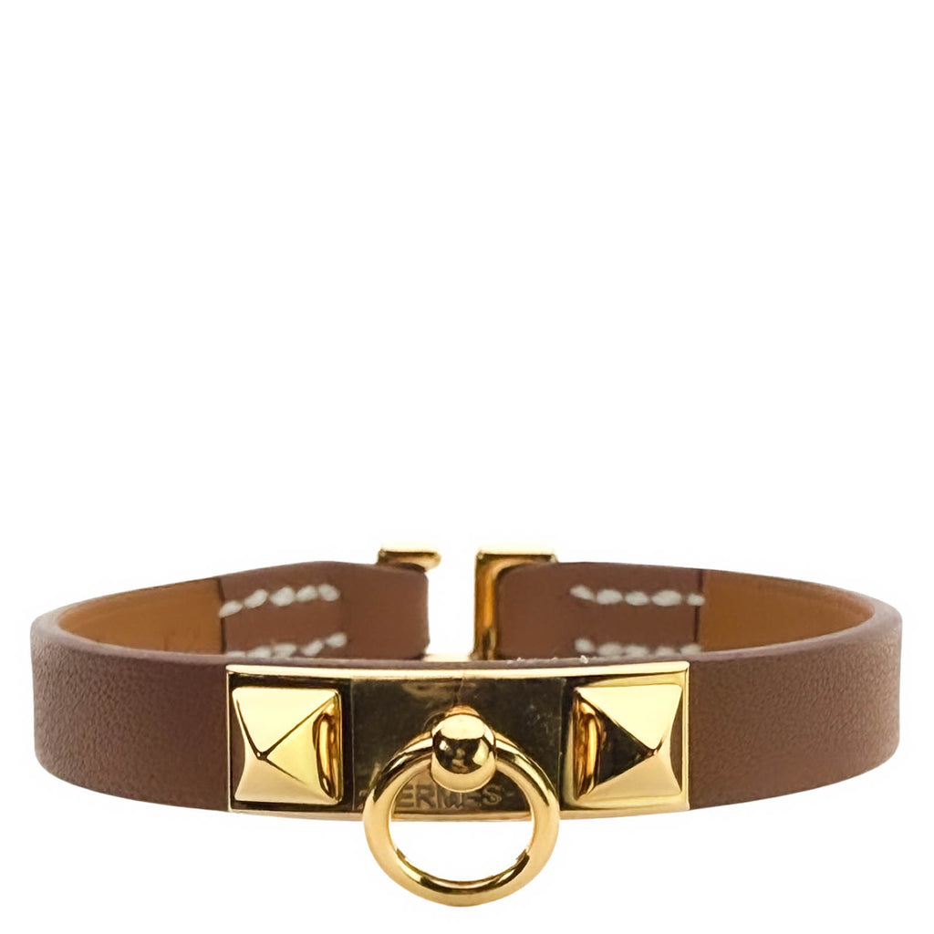 Hermes Gold Swift Leather Rivale Mini Bracelet