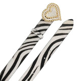 Alessandra Rich Zebra Print Leather Belt With Crystal Heart