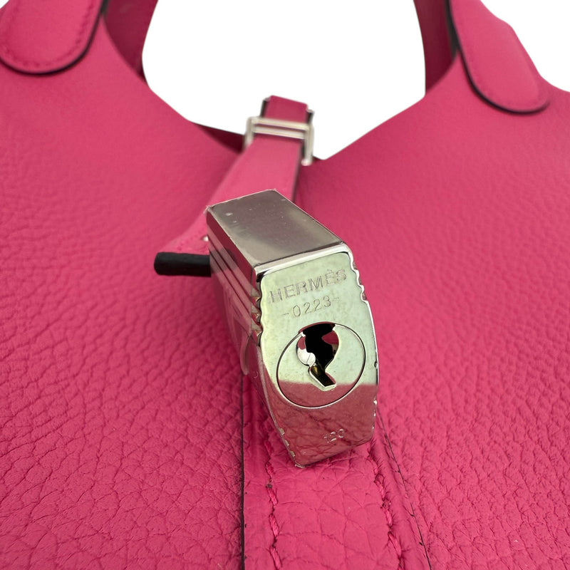 Hermes Rose Shocking Clemence Leather Picotin 18