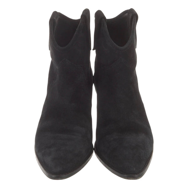 Isabel Marant Black Dewina Suede Calfskin Leather Cowboy Boots