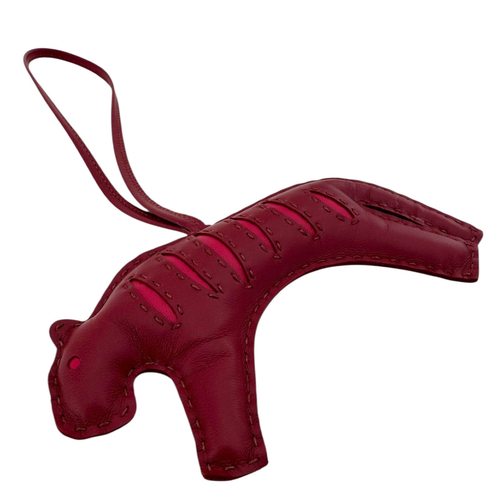 Hermes Lambskin Rooroo Tiger Bag Charm Ruby/Rose Mexico
