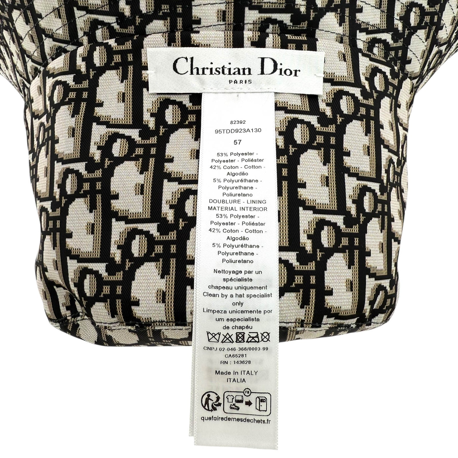 Christian Dior Black Nylon Oblique Reversible Teddy-D Brim Bucket Hat